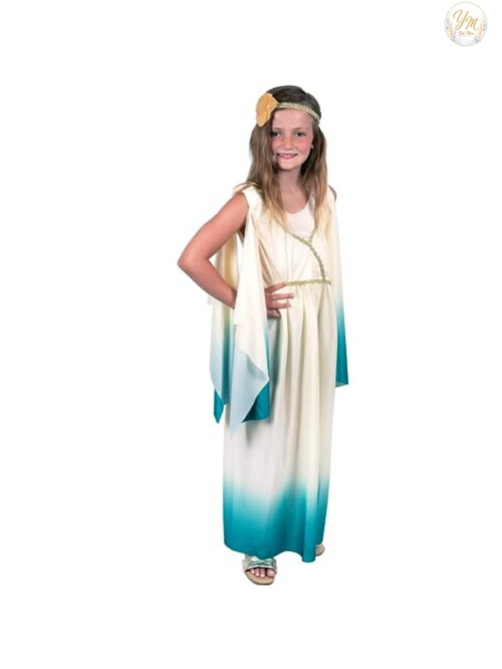 Girls Greek Goddess Toga Dress with Gold Leaf Headpiece Costume